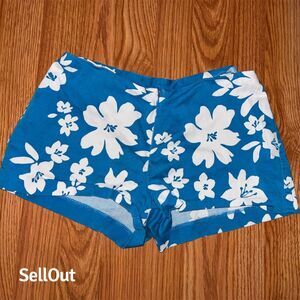 Women's Blue Floral Stretch Shorts Juniors Size 1/2 Casual Summer Wear